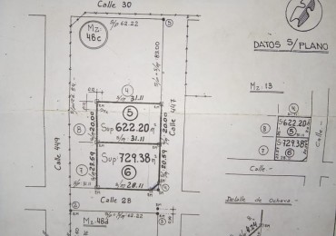 Lote  de 20 x 30 mts Z/ El Griego